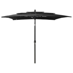 Berkfield Harmful 3-Tier Parasol With Aluminium Pole Black 2.5X2.5 M - thumbnail 2