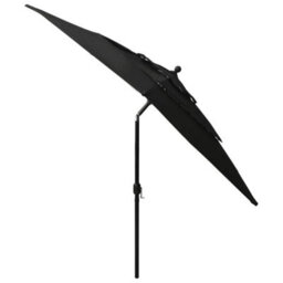 Berkfield Harmful 3-Tier Parasol With Aluminium Pole Black 2.5X2.5 M - thumbnail 4