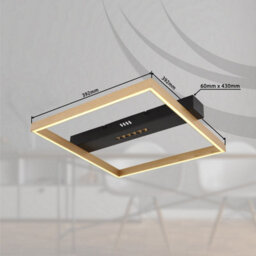 Luminosa Lighting Luminosa Luffy 40Cm Integrated Led Semi Flush Ceiling Light Matt Black Square Led 3000K - thumbnail 6