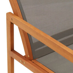 Walplus Garden Lounge Chair Grey Solid Eucalyptus Wood And Textilene - Cushion Not Included - thumbnail 5