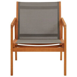 Walplus Garden Lounge Chair Grey Solid Eucalyptus Wood And Textilene - Cushion Not Included - thumbnail 2