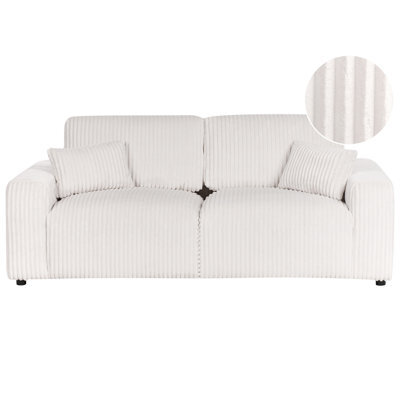 Beliani 3 Seater Sandora Corduroy Off-White - image 1