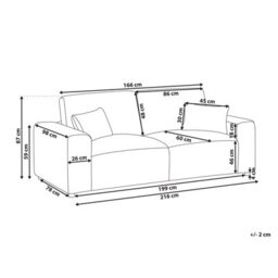 Beliani 3 Seater Sandora Corduroy Off-White - thumbnail 3