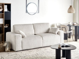 Beliani 3 Seater Sandora Corduroy Off-White - thumbnail 2
