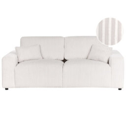 Beliani 3 Seater Sandora Corduroy Off-White - thumbnail 1