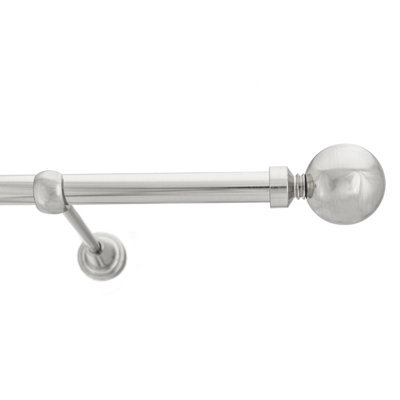 Toolty Inox Metal Curtain Pole 19mm With Finials Rod Classic Brackets Ball 290Cm