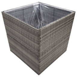 Berkfield Garden Planter Grey 80X80X80 Cm Poly Rattan - thumbnail 3