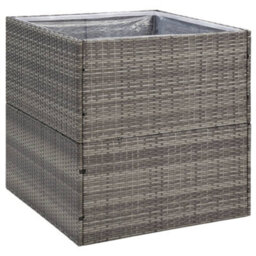 Berkfield Garden Planter Grey 80X80X80 Cm Poly Rattan - thumbnail 2