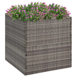 Berkfield Garden Planter Grey 80X80X80 Cm Poly Rattan - thumbnail 1