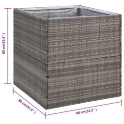 Berkfield Garden Planter Grey 80X80X80 Cm Poly Rattan - thumbnail 6