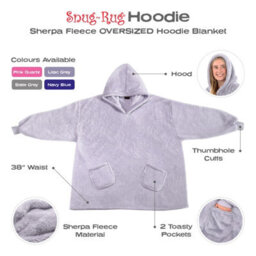 Snug Rug Hoodie Lilac Grey Wearable Blanket Oversized Hooded Blankets For Adults - thumbnail 2