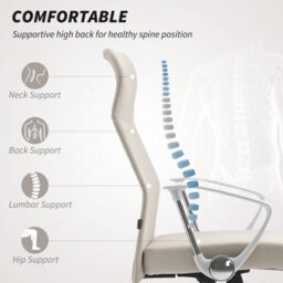Homcom High Back Office Chair, Computer Desk Chair For Home, Cream White - thumbnail 4