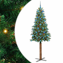 Vidaxl Slim Christmas Tree Green 210 Cm Pvc And Solid Pine Wood - thumbnail 2