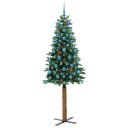 Vidaxl Slim Christmas Tree Green 210 Cm Pvc And Solid Pine Wood - thumbnail 4