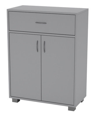 Grey Small 2 Door 1 Drawer Hallway Living Room Sideboard Wooden Storage Cabinet Unit - image 1