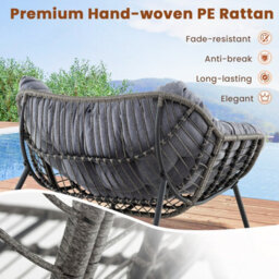 Costway Outdoor Rocking Chair Oversized Patio Pe Wicker Garden Egg Chair - thumbnail 7