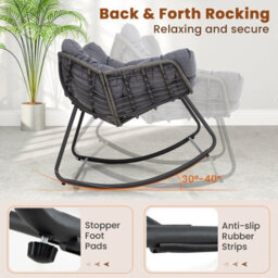 Costway Outdoor Rocking Chair Oversized Patio Pe Wicker Garden Egg Chair - thumbnail 6