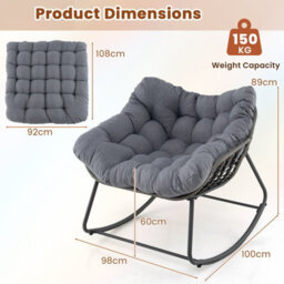 Costway Outdoor Rocking Chair Oversized Patio Pe Wicker Garden Egg Chair - thumbnail 2