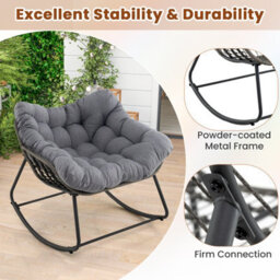 Costway Outdoor Rocking Chair Oversized Patio Pe Wicker Garden Egg Chair - thumbnail 9