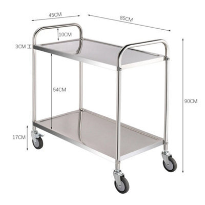 2Tier Catering Stainless Steel Kitchen Trolley Food Rack Storage Serving Cart - image 1