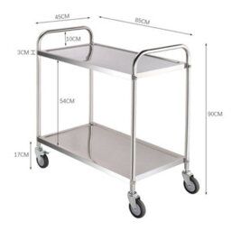 2Tier Catering Stainless Steel Kitchen Trolley Food Rack Storage Serving Cart - thumbnail 1
