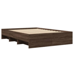 Berkfield Bed Frame Without Mattress Brown Oak 135X190 Cm Double Engineered Wood - thumbnail 7