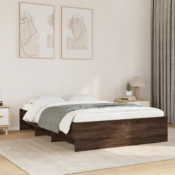 Berkfield Bed Frame Without Mattress Brown Oak 135X190 Cm Double Engineered Wood - thumbnail 1
