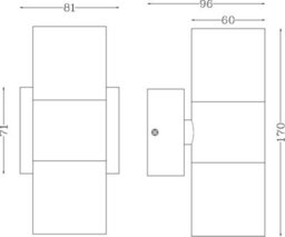 Luminosa Lighting Luminosa Knightsbridge 230V Ip54 Gu10 Up And Down Wall Light - Anthracite - Owall02A - thumbnail 2
