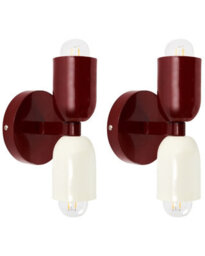Wyld And Coco Brightnest Red Two-Light Up-Down Wall Sconces Set Of 2 For Living Rooms, Hallways And Bedrooms - thumbnail 1