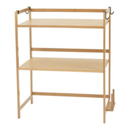 Living And Home Farmhouse-Style Natural Finish 2-Tier Wooden Spice Rack With Cutting Board Holder And Hooks 55Cm W X 35Cm D X 67Cm H - thumbnail 5