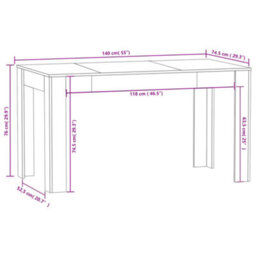 Vidaxl Dining Table Smoked Oak 140X74.5X76 Cm Engineered Wood - thumbnail 9