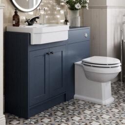 Affine 1120mm Traditional Vanity Basin Unit & Btw Toilet Combi Bathroom Furniture Blue - thumbnail 3