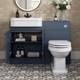 Affine 1120mm Traditional Vanity Basin Unit & Btw Toilet Combi Bathroom Furniture Blue - thumbnail 2