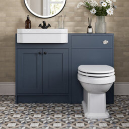 Affine 1120mm Traditional Vanity Basin Unit & Btw Toilet Combi Bathroom Furniture Blue - thumbnail 1