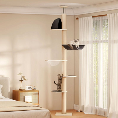 Skylos 6-Tier Floor To Ceiling Cat Tree Adjustable 206-300Cm Tower Plush - image 1