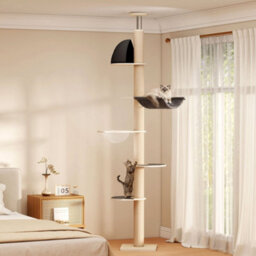 Skylos 6-Tier Floor To Ceiling Cat Tree Adjustable 206-300Cm Tower Plush - thumbnail 1