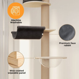 Skylos 6-Tier Floor To Ceiling Cat Tree Adjustable 206-300Cm Tower Plush - thumbnail 7