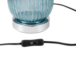 First Choice Lighting Turquoise Ribbed Glass Lamp With White Shade - thumbnail 3