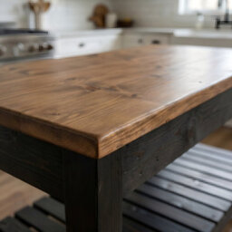 L100Xw66Cm Ironstead Mixed Colour Kitchen Island / Breakfast Bar / Rustic Cart And Island Black Carcass - thumbnail 3