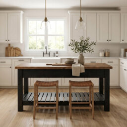 L100Xw66Cm Ironstead Mixed Colour Kitchen Island / Breakfast Bar / Rustic Cart And Island Black Carcass
