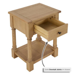 The Furniture Market Classic Whitewash Oak Bedside Table Solid Oak Frame, Hand Turned Legs, Large Drawer, Lower Shelf Bedroom Side, Lamp Table - thumbnail 6