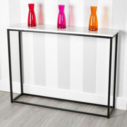 Urbn-Living Urbnliving Height 75.5Cm Wooden Free Standing Hallway Colour White Console Table Living Room Shelf Display Metal Legs - thumbnail 3