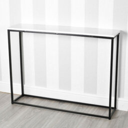 Urbn-Living Urbnliving Height 75.5Cm Wooden Free Standing Hallway Colour White Console Table Living Room Shelf Display Metal Legs - thumbnail 2