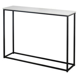 Urbn-Living Urbnliving Height 75.5Cm Wooden Free Standing Hallway Colour White Console Table Living Room Shelf Display Metal Legs - thumbnail 1