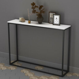 Urbn-Living Urbnliving Height 75.5Cm Wooden Free Standing Hallway Colour White Console Table Living Room Shelf Display Metal Legs - thumbnail 4