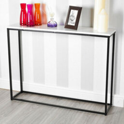 Urbn-Living Urbnliving Height 75.5Cm Wooden Free Standing Hallway Colour White Console Table Living Room Shelf Display Metal Legs - thumbnail 5