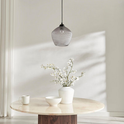 Furniturebox Uk Abigail Smoky Grey Glass Pendant Ceiling Light - image 1