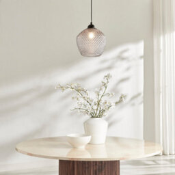 Furniturebox Uk Abigail Smoky Grey Glass Pendant Ceiling Light - thumbnail 2
