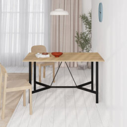 Decortie Modern Dalma Rectangle Dining Table 6 Seater Kitchen Table 140(D)Cm W/metal Legs For Indoor Oak - thumbnail 4