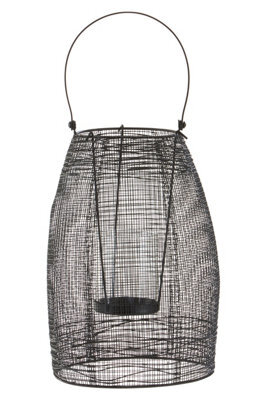 Orsina Small Black Lantern, Iron Wireframe Black Candle Holder, Indoor & Outdoor Glass Shade Candle Holder - image 1